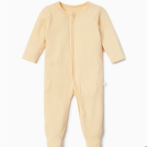 Ribbed Clever Zip Footed Baby Pajamas Ribbed Blue / Newborn