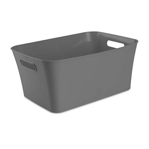 Mainstays Large Gray Plastic Storage Bin, 15.5 in x 11.4 in x 7 in