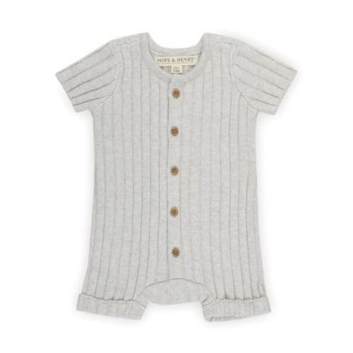 Hope & Henry Baby Shortie Sweater Romper (Light Gray Heather Rib, 0-3 Months)