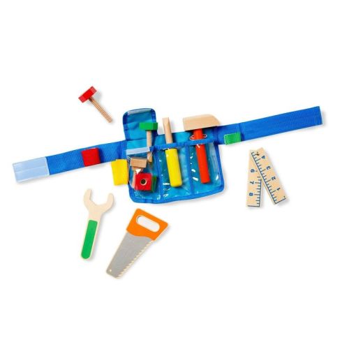 Melissa & Doug Deluxe Tool Belt Set - 5 Wooden Tools, 8 Building pc, Adjustable Belt: Educational Play Tools Set