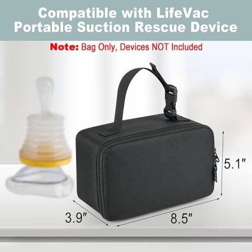 Beautyflier Travel Carrying Bag for Lifevac Travel Kit, Durable Storage Bag for Airway Suction Device, Portable Travel Case with Adjustable Hand Strap for Car Home Camping Hiking, Black (Bag Only)