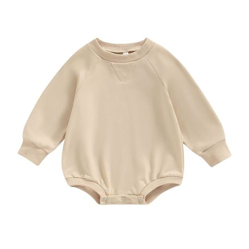 AEEMCEM Baby Boy Girl Solid Sweatshirt Romper Crewneck Pullover Bodysuit Oversized Sweater Romper Long Sleeve Shirts Outfit