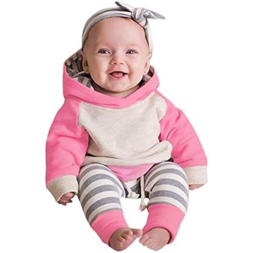 Ritatte Baby Girl Clothes Long Sleeve Hoodie Tops Striped Pants Sweatsuit Set Infant Girl Jogging Suits Fall Winter Outfit