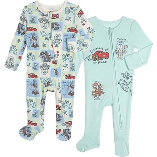 Disney Baby Boys' 2-Pack Footed One-Piece Sleep N' Play Newborn to Infant