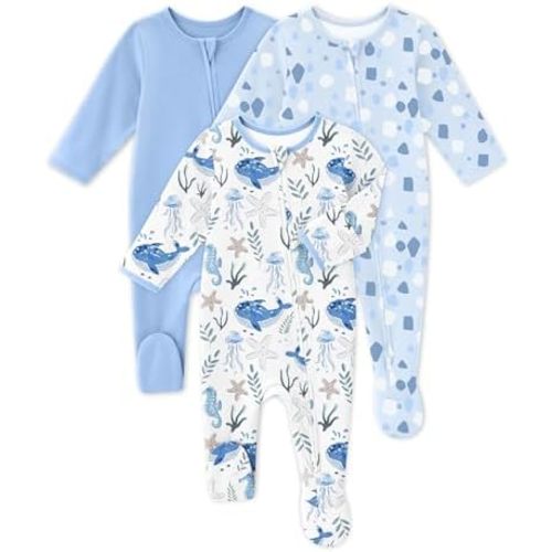 Baby Sleepers 100% Organic Cotton Pajamas for Newborn 0-3 3-6 6-9 Months Boys Girls Clothes Footed Pjs