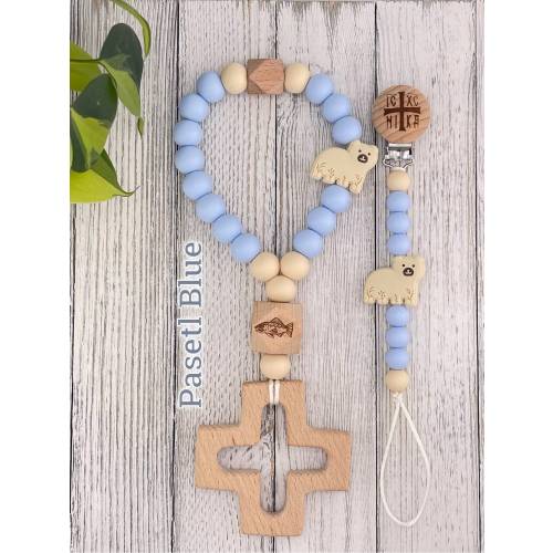 My First Prayer Rope & Orthodox Cross Paci-Clip in the St. Herman of Alaska design! The BEST Orthodox gift at Pascha, Christmas or Baptisms!