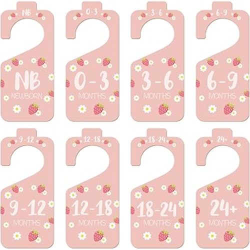8pcs Baby Closet Dividers, Wooden Baby Clothes Organizer Double Sided Nursery Closet Dividers for Babies Boy Girl Wardrobe Organization