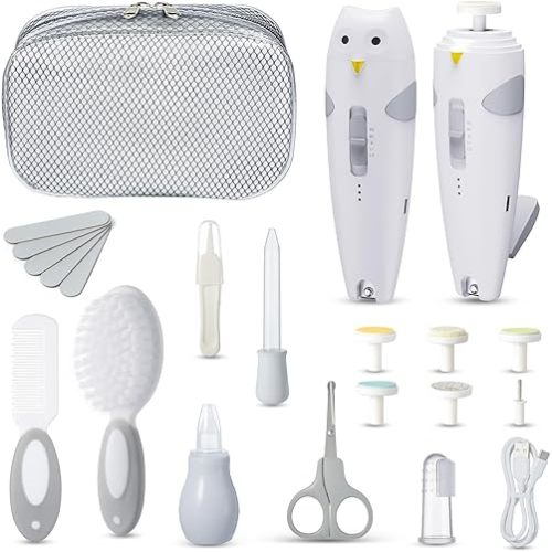 Lictin Baby Grooming Kit, 25 in 1 Baby Electric Nail Trimmer Set, Safe Baby Nail File with Auto Light, Baby Nail Kit Newborn Nursery Healthcare Kit, Portable Baby Care Kit for Infant Toddlers Boys Girls, Baby Registry Shower Gift