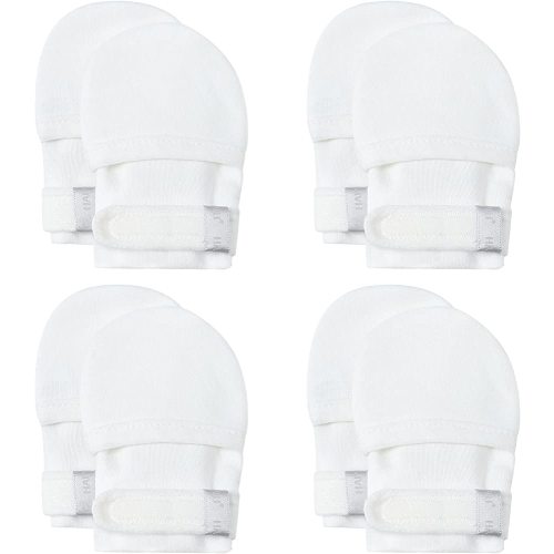 HAPIU Baby No Scratch Mittens Stay On, 100% Cotton Breathable, Adjustable Infant Gloves for Boys Girls, Newborn - 12 M