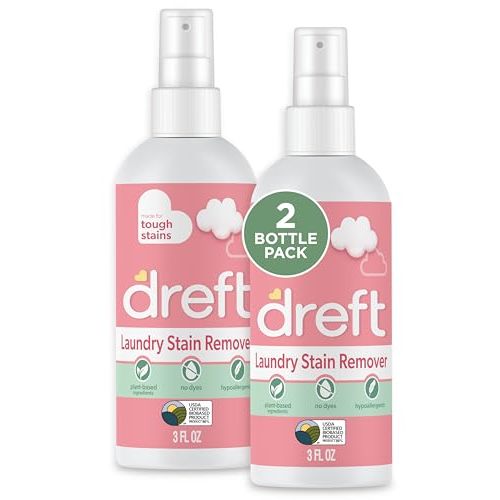 Dreft Stain Remover for Baby Clothes and Hypoallergenic Baby Stain Remover Spray, Travel Size Stain Treater, 3 Fl Oz ( Pack of 2)