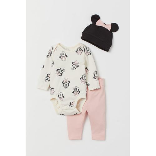 3-piece Jersey Set - Powder pink/Minnie Mouse - Kids | H&M US