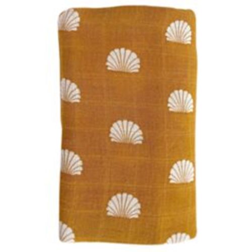 OB Designs Muslin Swaddle Wrap - Ginger Shell Print (120cm)
