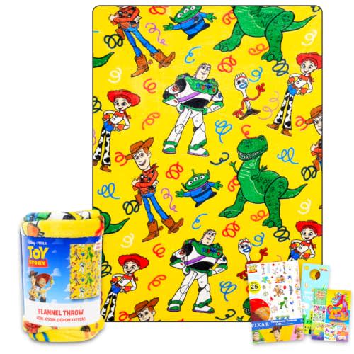 Toy Story Fleece Blanket Set - Bundle with Soft Blanket Plus Tattoos, More for Kids, Adults, Children | Cozy Toy Story Fleece Blanket 40" x 50