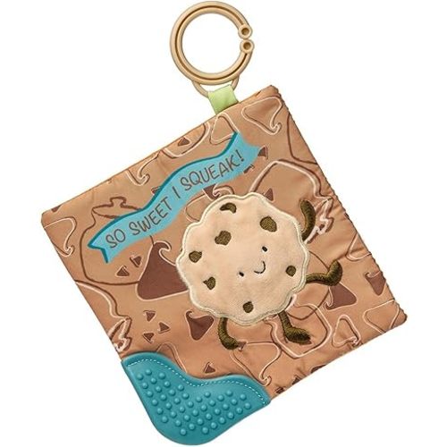 Mary Meyer Sweet Soothie Crinkle Teether Toy with Baby Paper and Squeaker, 6 x 6-Inches, Chippy Cookie