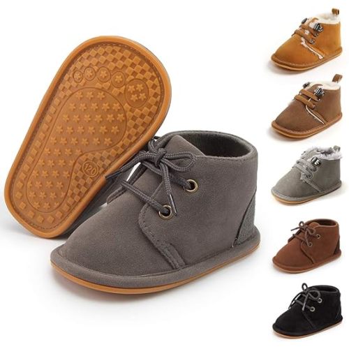 Meckior Baby Booties Newborn Infant Unisex Baby Girls Boys Velvet Rubber Anit-Slip Sole Shoes Toddler Fleece Cozy Winter Warm Prewalker Boots