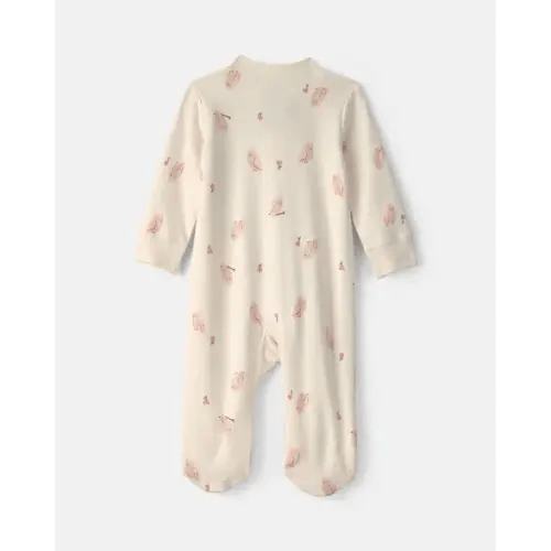 Baby Girl Owl 100% Cotton 2-Way Zip Sleep & Play Pajamas - Cream | Carter's