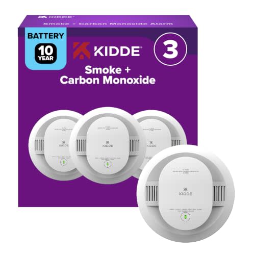 Kidde Smoke & Carbon Monoxide Detector, 10-Year Battery, 30CUD10, 3 Pack | No Battery Replacements or Low Battery Chirps, 2-in-1 Detection, LED Status Lights, Ideal for Homes & Apartments