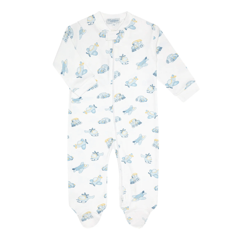 Mini Voyagers Print Zipper Footie