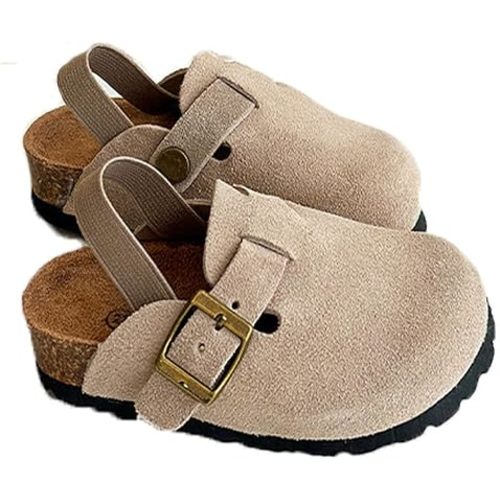 Kids Suede Clogs Toddler Clogs Boys Girls Sandals Cork Adjustable Buckle Mules
