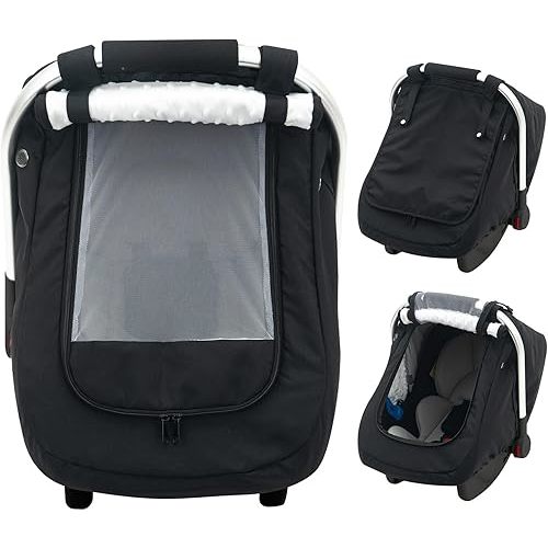 Waterproof Baby Car Seat Cover, Warm Carseat Cover for Cold Weather, Infant Car Seat Canopy with 2 Breathable Vents, 3D Mink Dot Baby Carrier Cover for Boys & Girls