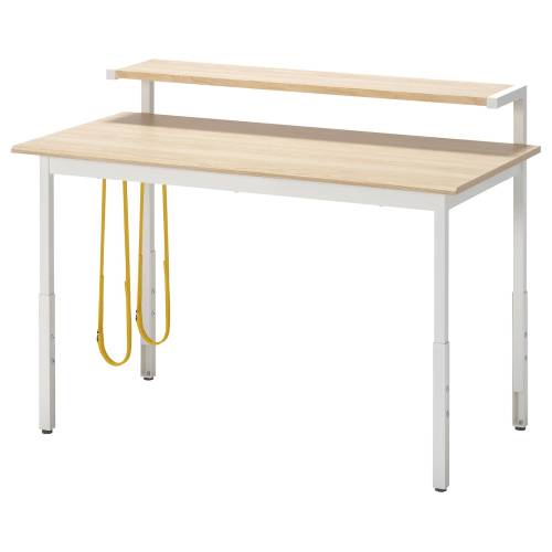 UTVISNING Gaming desk with shelf - ash effect/white 47 1/4x23 5/8 "