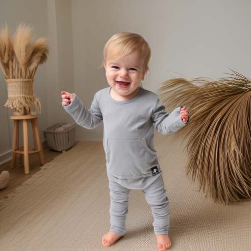 Change-A-Roo™ Front Opening Romper in Eucalyptus Grey