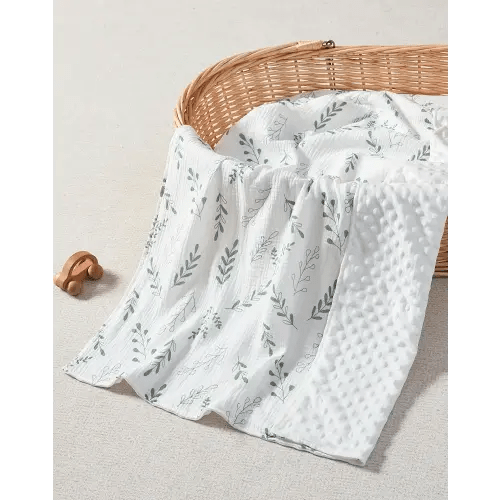 JELLYMONI Muslin Baby Blanket for Newborns, Double-Layer Soothing Raised Dots, Ultra-Soft Lightweight Receiving Blanket 1-Pack, Breathable Nursery Swaddle, 30x40 Inch