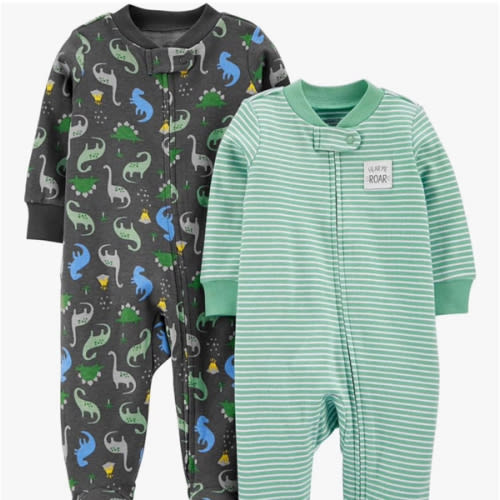 Preemie Simple Joys by Carter's baby-boys 2-way Zip Thermal Footed Sleep and Play, Pack of 2