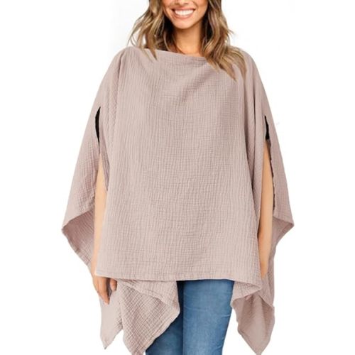 Konssy Muslin Nursing Cover for Breastfeeding, 360° Full Privacy Breathable 100% Cotton Breastfeeding Cover, Multi-use Carseat Canopy