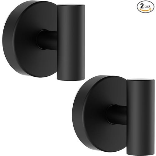 Bntuk Suction Cup Hooks, Removable Shower Hooks for Inside Shower – Towel Hooks for Bathroom Window Glass Mirror Tile, Bath Robe Looafh Hook for Hanging – Waterproof & Rustproof, Black (2 Pack)