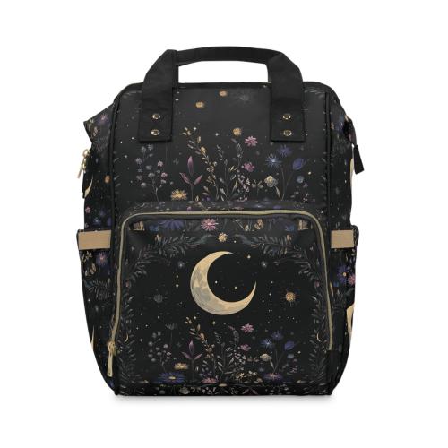 Black Crescent Moon Witchy Gothic, Mod Backpack  Diaper Bag - Birthday, Baby Shower, Christmas Gift, Girls Christmas Present