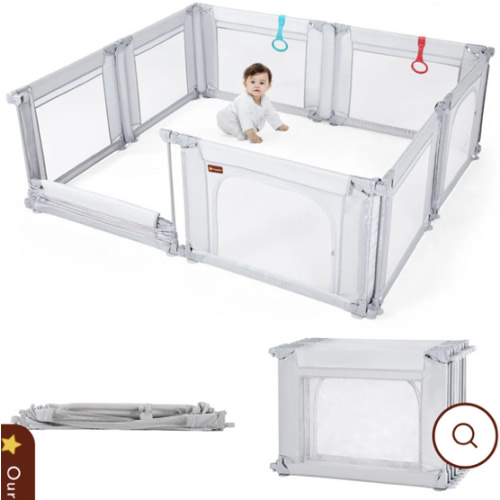 Modular Lift-Gate Playpen 65in L x 71in W, Gray