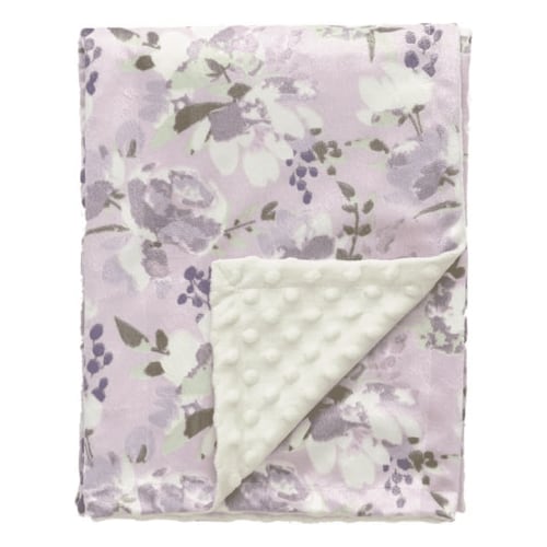 CREVENT Soft Plush Warm Girls Lavender Grapes Minky Baby Receiving Blanket