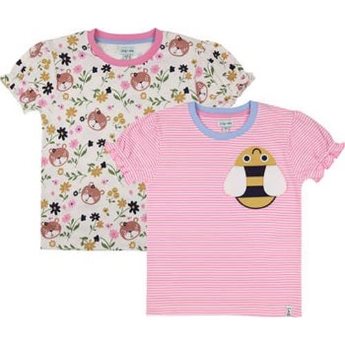 Organic Cotton Lilly And Sid And Stripe Print T-Shirts - 2 Pack