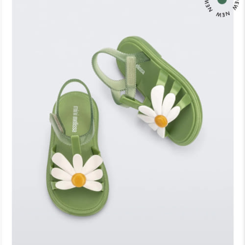 Hip Bloom Sandal in Green for Babies – Mini Melissa Shoes