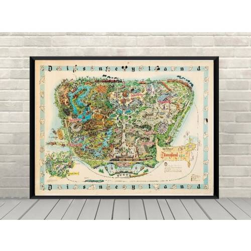 Magic Kingdom Map Poster Disney map Poster Disneyland Map Posters Vintage Disney Attraction posters Classic Disneyland Map Poster Wall Art