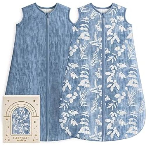 Yoofoss Baby Sleep Sack 0-6 Months Breathable 100% Organic Muslin Cotton Wearable Blanket Baby, Newborn Infant Sleeping Sack 2-Way Zipper Soft Lightweight