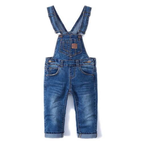KIDSCOOL SPACE Little Girl Boy Ripped Denim Cute Slim Pants Jean overalls, Deep Blue, 9-12 Months