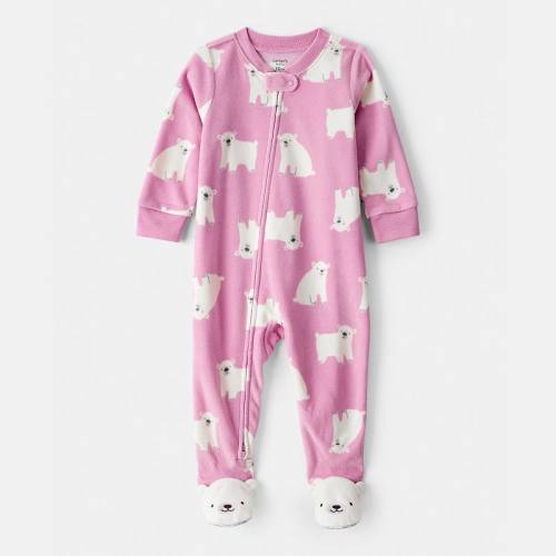 Baby & Toddler Girl Carter's Polar Bear Fleece Footed One-Piece Pajamas
