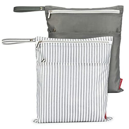 2 bolsas húmedas y secas para pañales de tela para bebé, impermeables, lavables, reutilizables, con dos bolsillos con cremallera para ropa sucia de gimnasio, viajes, playa, piscina, guardería,