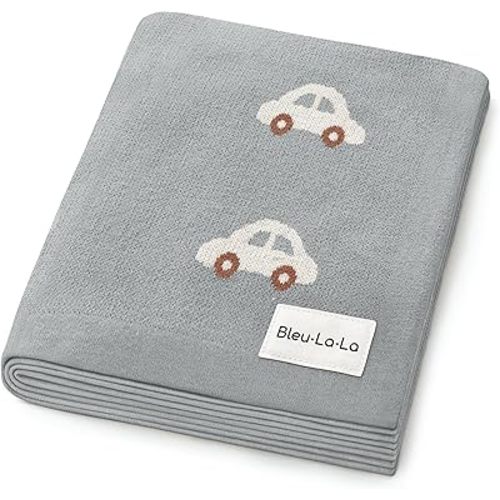 Baby Swaddle Blanket for Boys - 100% Oeko Tex Certified Natural Cotton Buttery Soft Cozy Receiving Swaddle Stroller Blanket for Shower Gift Registry for Newborns, Infants, Toddlers (Cars - Grey)