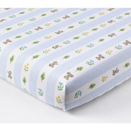 Organic Elephant Stripe Crib Sheet , Blue