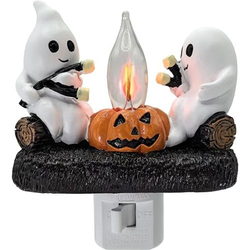 2024 Christmas Night Lights, Christmas Gift, Ghost Campfire Flickering Nightlight Indoor Figurine Lamps for Halloween/Christmas/New Year Ghost Night Light Plug in