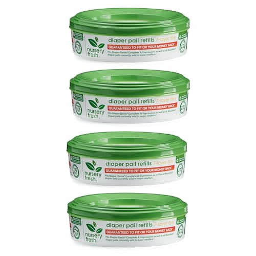 Nursery Fresh® Refill Rings for Diaper Genie® and Munchkin® Diaper Pails, Holds up to 1,088 Newborn Diapers, 4 Pack