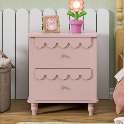 2 Drawers Nightstand Curved Design Cloud Bedside Table