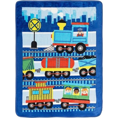 EVERYDAY KIDS Toddler Throw Blanket - 30" by 40" - Choo Choo Train - Super Soft, Plush, Warm and Comfortable