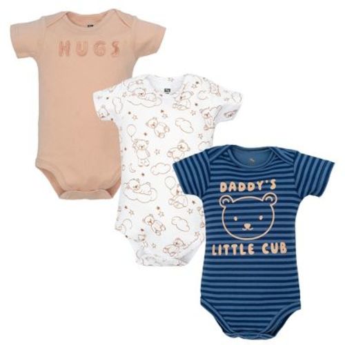 Hudson Baby Boy Cotton Bodysuits 3-Pack, Daddys Little Cub, 3-6 Months