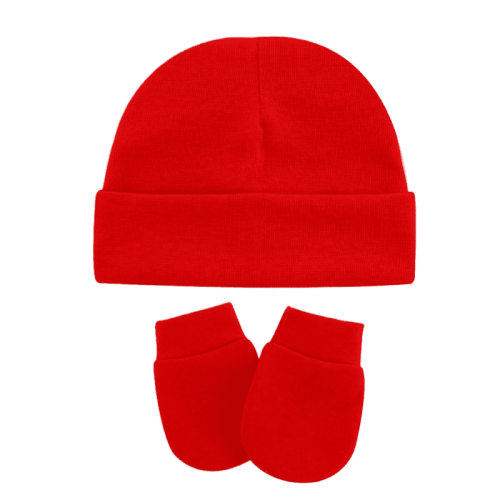 Tisoloow Baby Hats with Scratch Mittens Set Unisex Newborn Hospital Hats for Baby Boys Girls Cute Infant Beanie Caps Red One Size