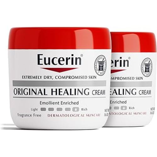 Eucerin Original Healing Cream, Unscented Body Cream for Extremely Dry, Sensitive and Compromised Skin, Emollient Enriched Body Moisturizer, 16 Oz Jar, Pack of 2