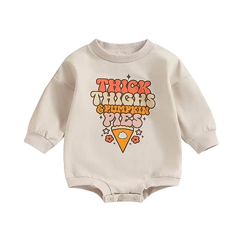 FOCUSNORM Halloween Newborn Baby Girl Outfit Pumpkin Sweatshirt Romper Long Sleeve Onesie Jumpsuit Infant Fall Winter Clothes